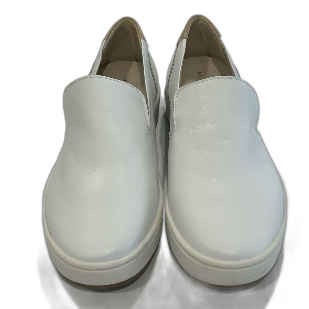 Lucky Brand Sneaker Shoes Unisex Size 11M White LK-HADIE Leather Slip-Ons